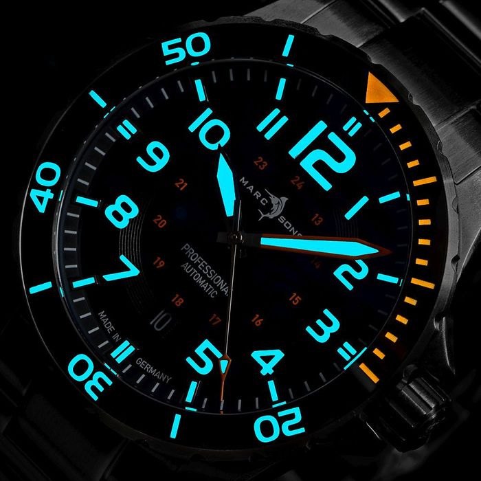 Marc & Sons Sport Professional Automatic Diver Men's Watch 42.5mm Black/Orange Bezel/Black Dial